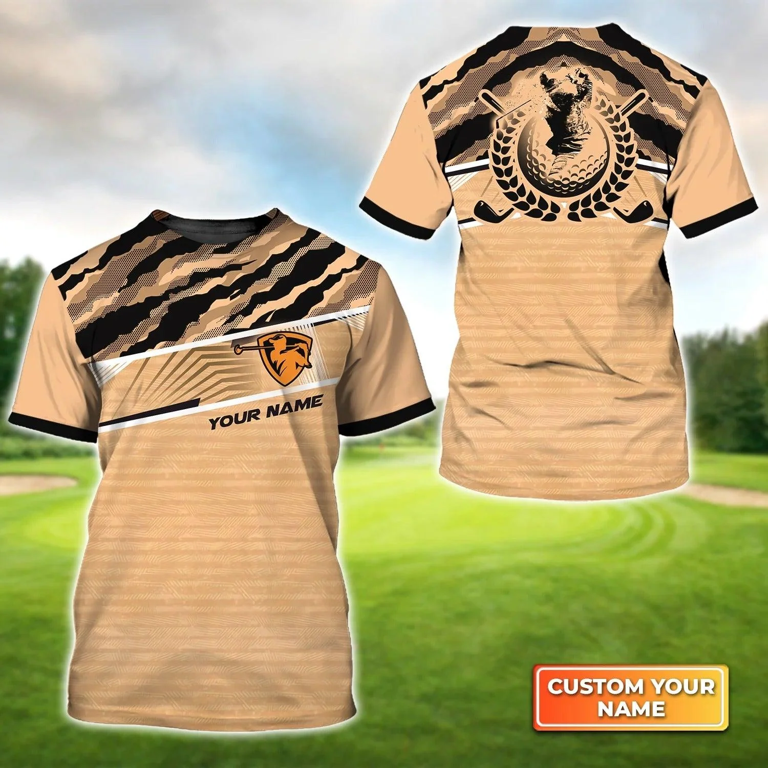 Customized Golf T Shirt, Personalized Name Golf Ball Camo Pattern Vintage Background T Shirt For Golf Lovers - Perfect Gift For Golfer, Friend, Family