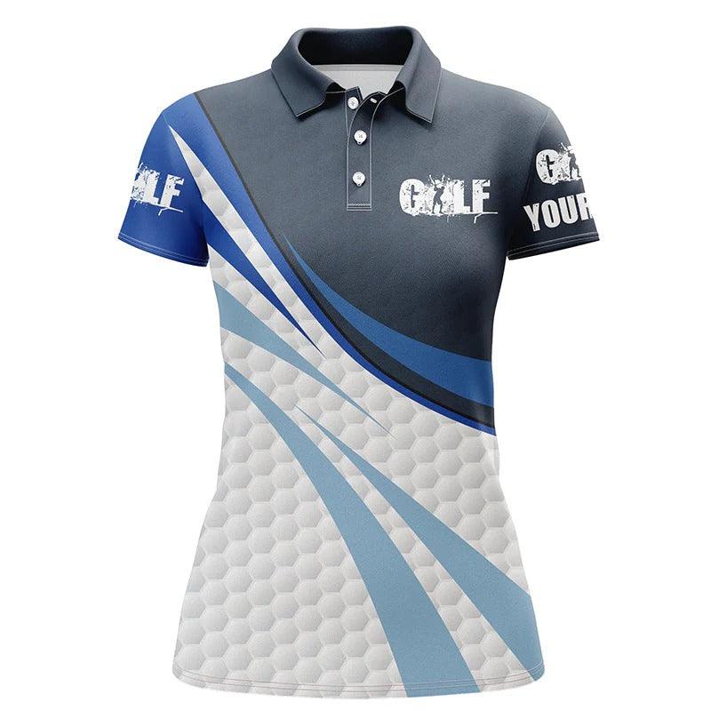 Customized Golf Women Polo Shirts, Blue And White Golf Balls Custom Name Golf Shirts For Women - Perfect Gift For Ladies, Golf Lovers, Golfers - Image 2