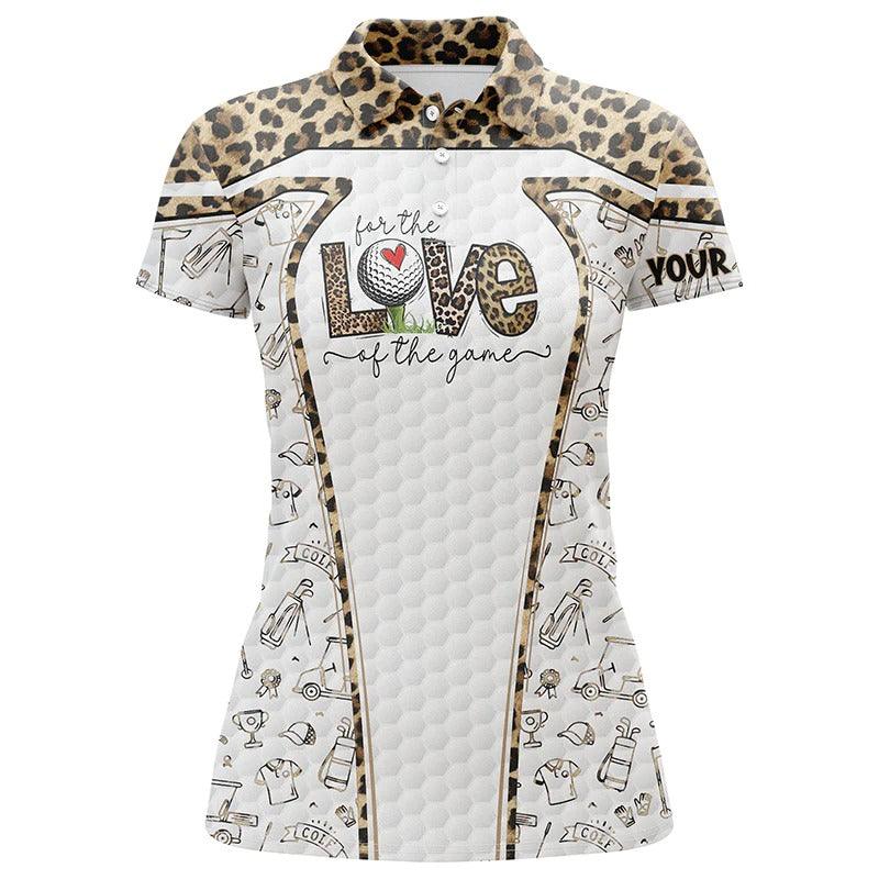 Customized Golf Women Polo Shirts, Personalized The Love Of The Game Leopard Pattern Golf Shirts - Perfect Gift For Ladies, Golf Lovers, Golfers - Image 2