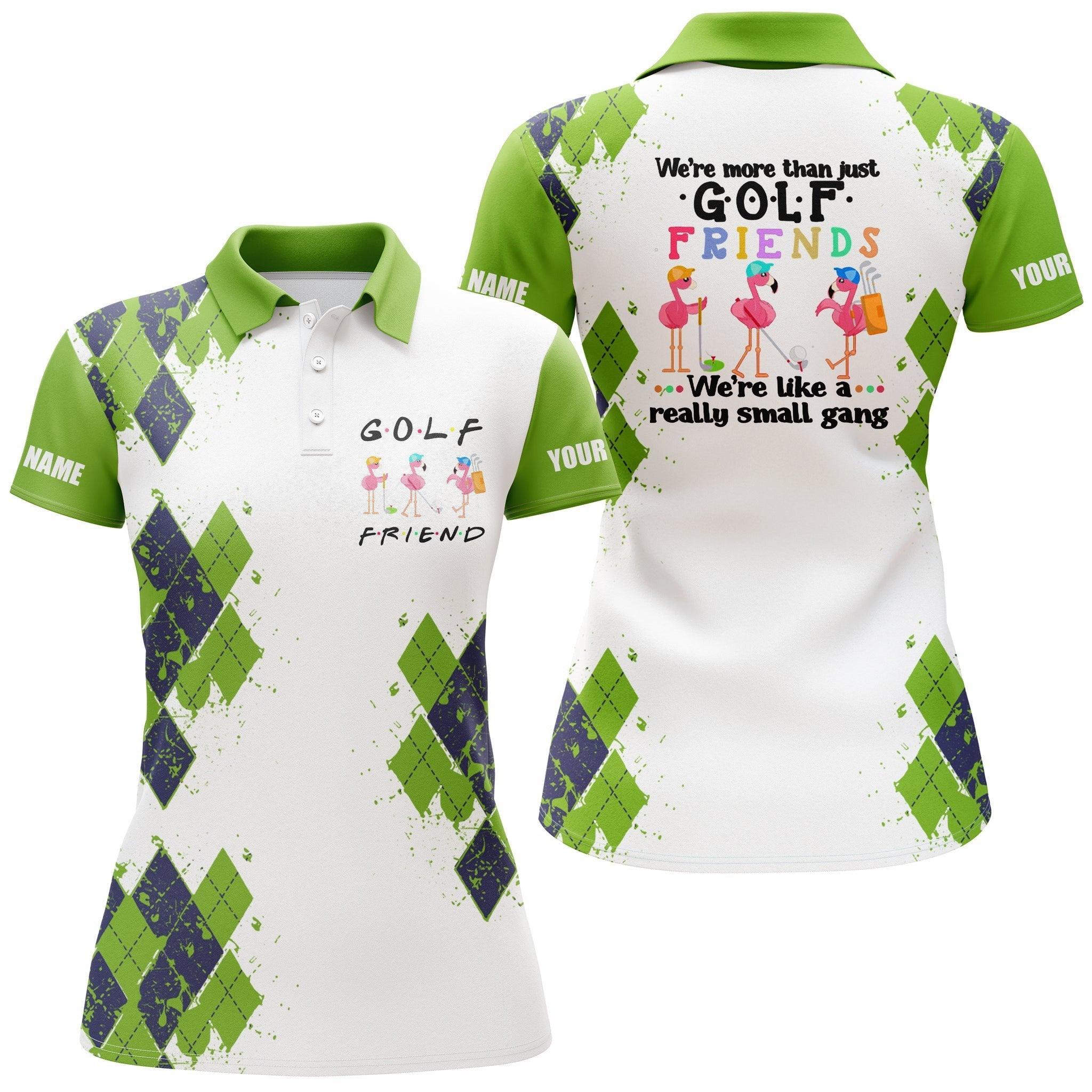 Customized Golf Women Polo Shirts, We're More Than Just Golf Friends Flamingo Custom Name Golf Polo Shirts - Perfect Gift For Golf Lovers, Golfers - Image 3