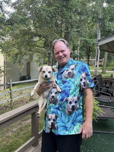 Customized Hawaiian Shirt With Pet Face - Turquoise And Blue Tropical Leaves Pattern Aloha Shirt, Pet Face Shirt - Personalized Gift For Pet Lovers - Image 6