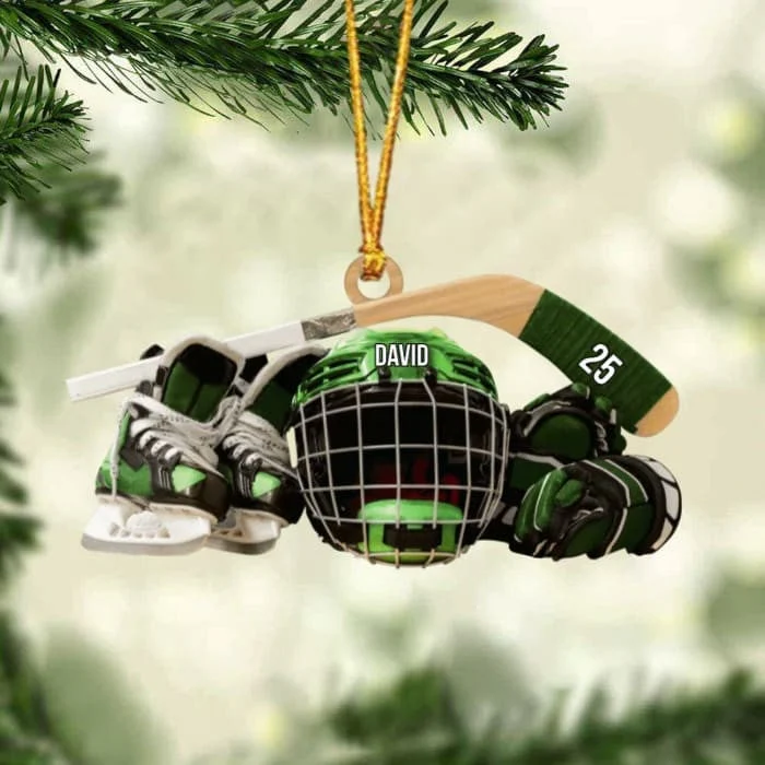 Customized Hockey Skates Helmet And Stick Christmas Ornament, Custom Hockey Acrylic Ornament, Christmas Gift For Hockey Lovers - Image 4