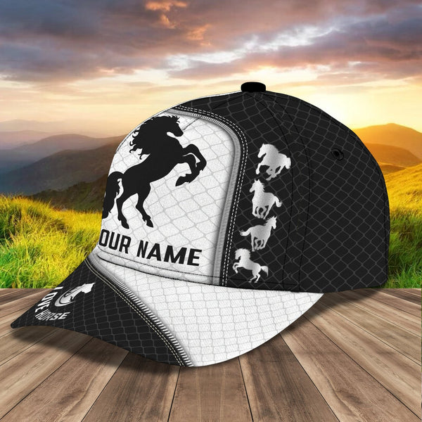 Customized Horse Classic Caps Hat, Horse Pattern Black And White Baseball Caps, Best Farm Hat For Men Women Farmer - Image 2