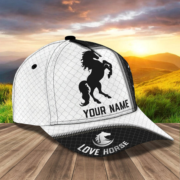 Customized Horse Classic Caps Hat, Horse Pattern Black And White Baseball Caps, Best Farm Hat For Men Women Farmer - Image 3