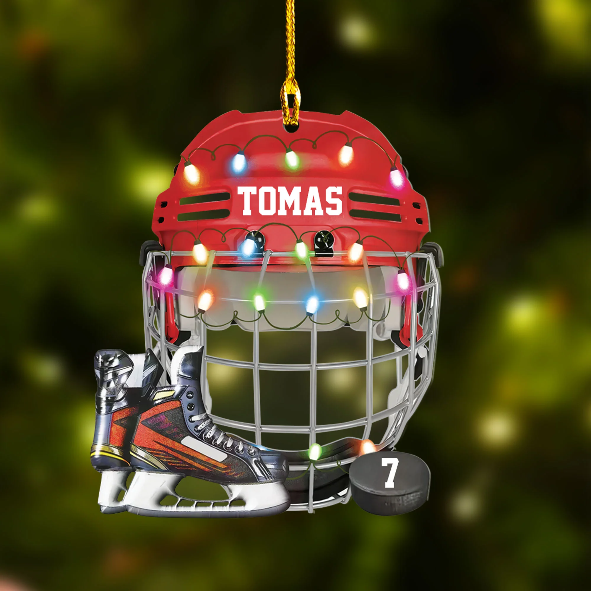 Customized Ice Hockey Helmet Shoes Acrylic Christmas Ornament, Hockey Team Acrylic Ornament Hanging Tree - Gift For Hockey Lovers, Hockey Players - Image 3