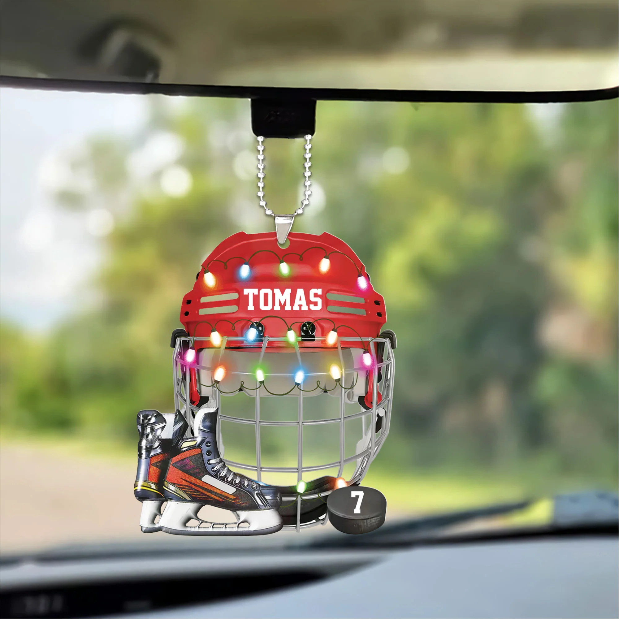 Customized Ice Hockey Helmet Shoes Acrylic Christmas Ornament, Hockey Team Acrylic Ornament Hanging Tree - Gift For Hockey Lovers, Hockey Players - Image 4
