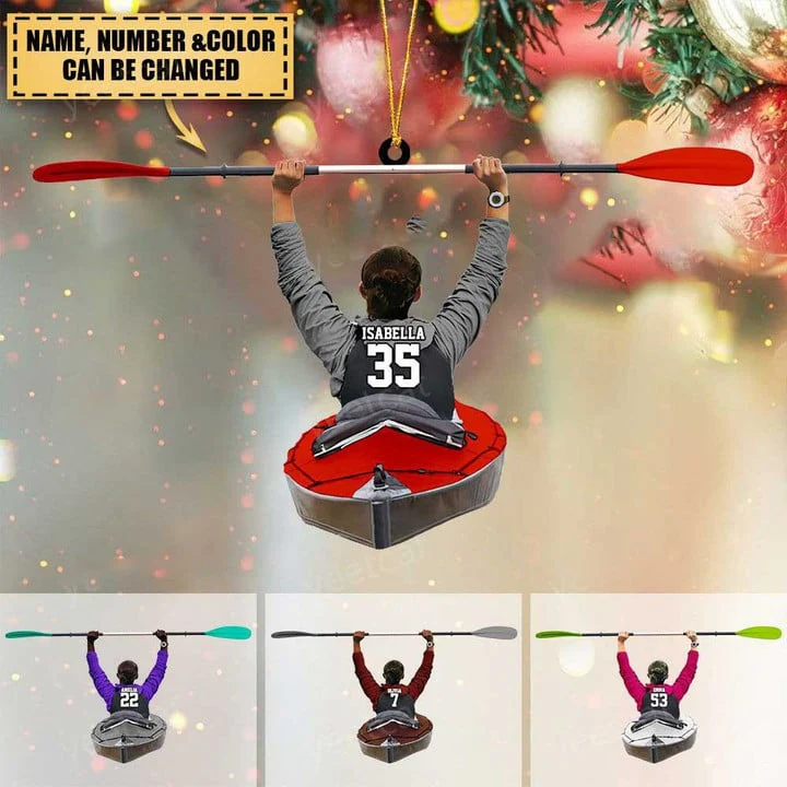 Customized Kayak Female Acrylic Christmas Ornament For Kayak Girl - Gift For Kayak Lovers - Image 2