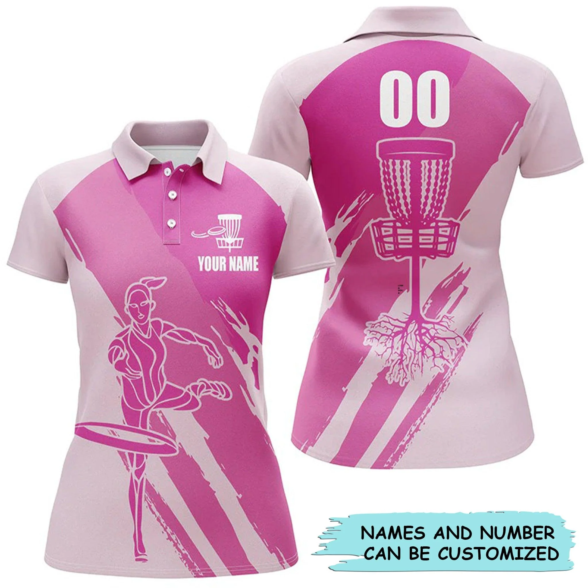 Customized Name And Number Disc Golf Women Polo Shirts, Personalized Ladies Disc Golf Polo Shirts Pink - Perfect Gift For Disc Golf Lovers