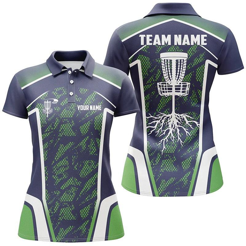 Customized Name And Team Name Disc Golf Women Polo Shirt, Personalized Hole Blue Green Camo Polo Shirt - Perfect Gift For Ladies, Disc Golf Lovers - Image 2