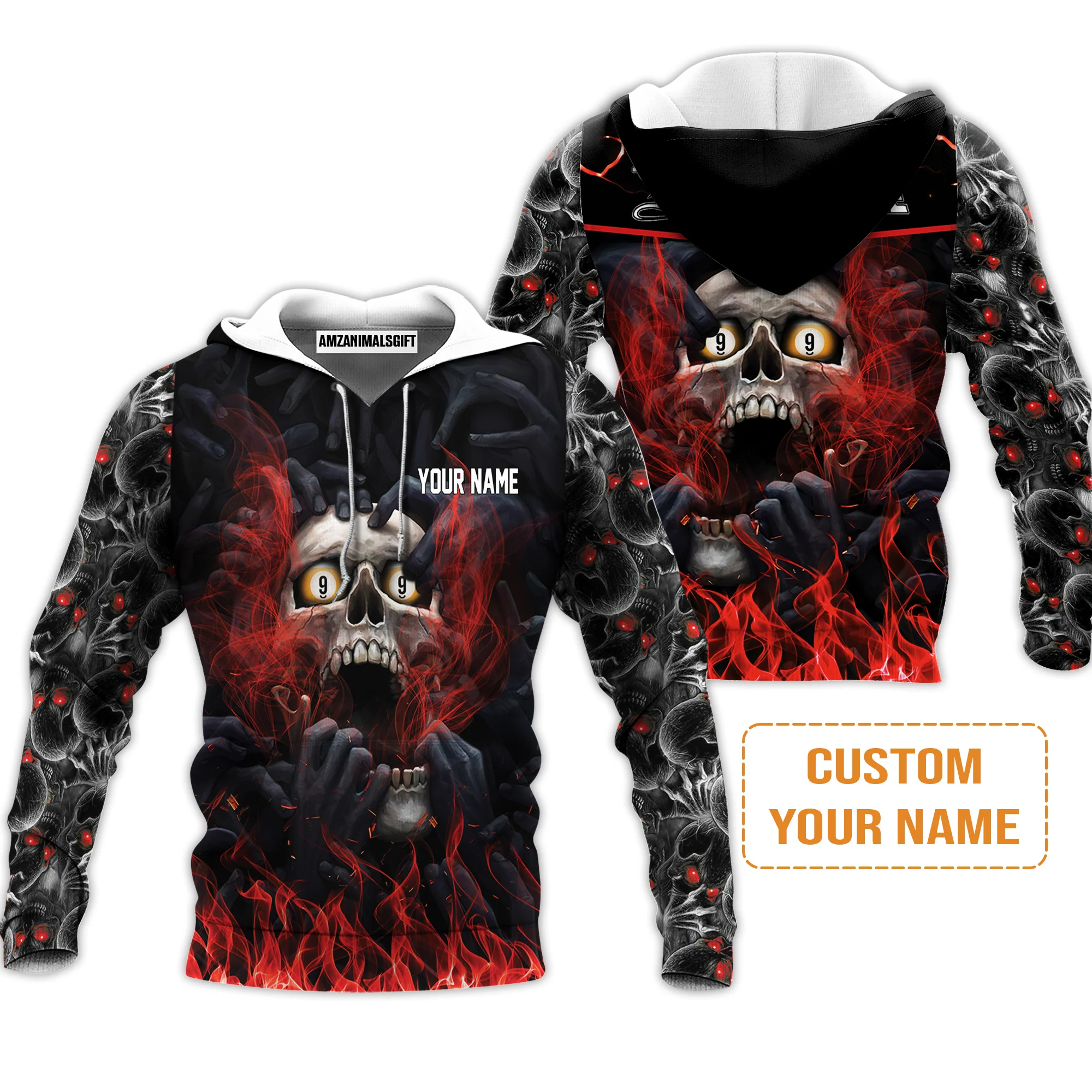Customized Name Billiard Men Polo Shirt, Dead Stroke Pool 9 Ball Skull On Fire Personalized Polo Shirt - Gift For Billiard Players - Image 6