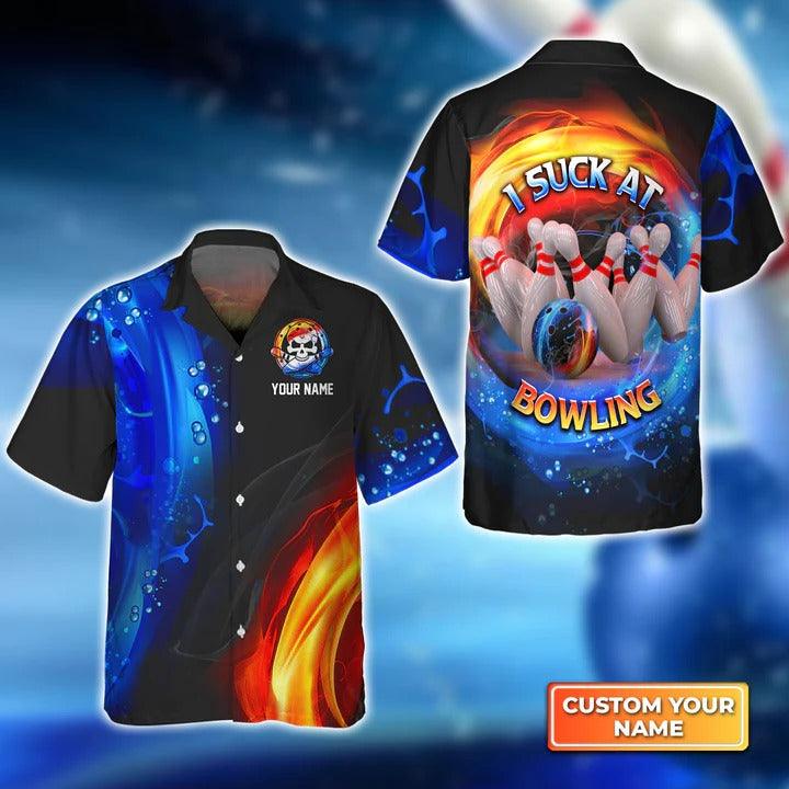 Customized Name Bowling Hawaiian Shirts, I Suck At Bowling Personalized Aloha Shirts - Gift For Bowling Lovers, Bowlers
