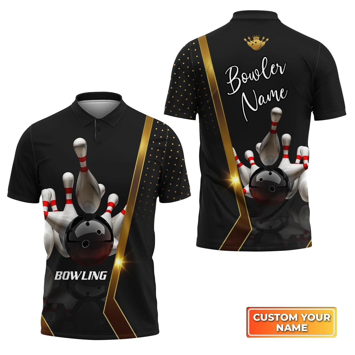Customized Name Bowling Jersey, Bowling Pin and Ball Personalized Bowling Jersey - Image 4