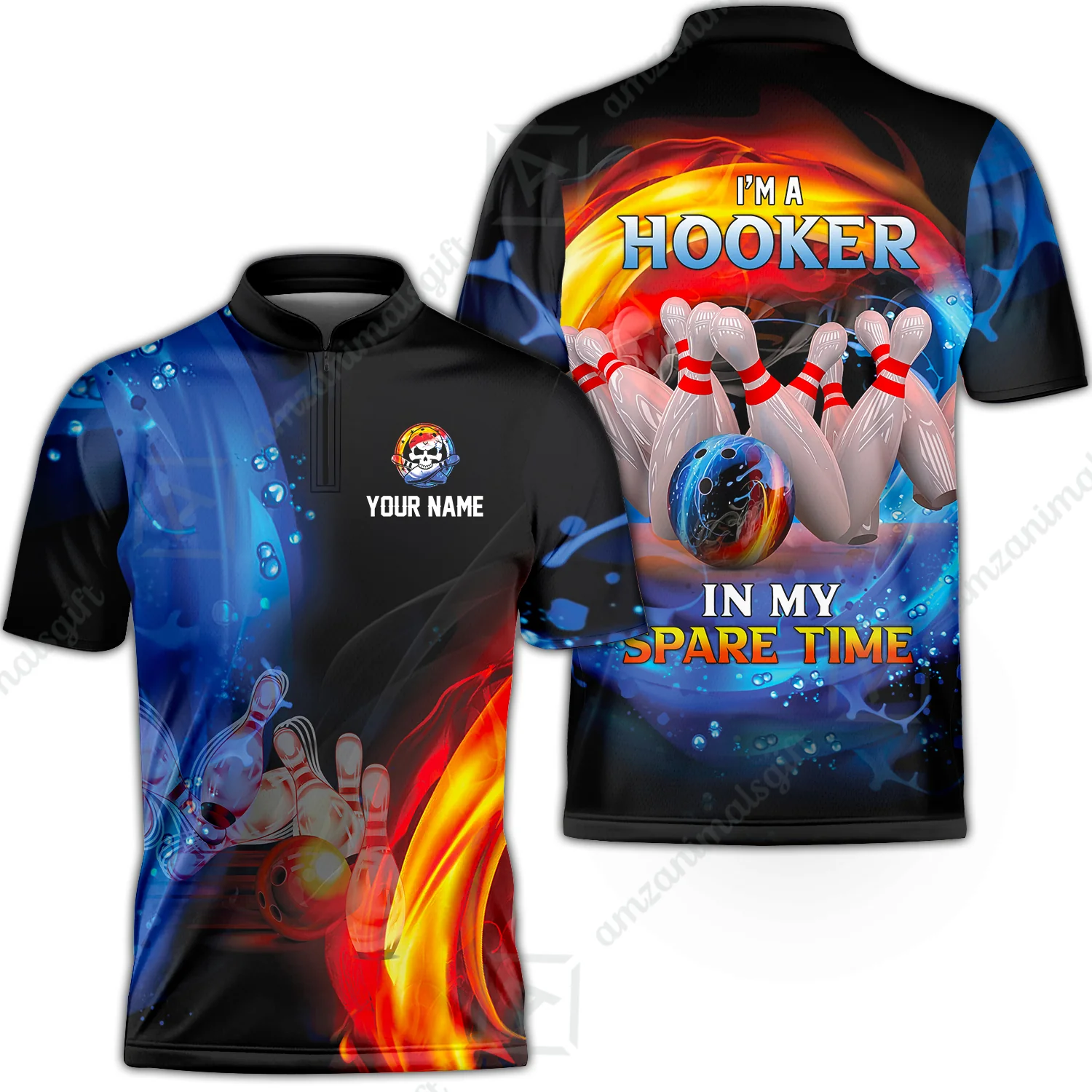 Customized Name Bowling Men Polo Shirts - Bowling I'm A Hooker In My Spare Time Personalized Polo Shirt - Image 2