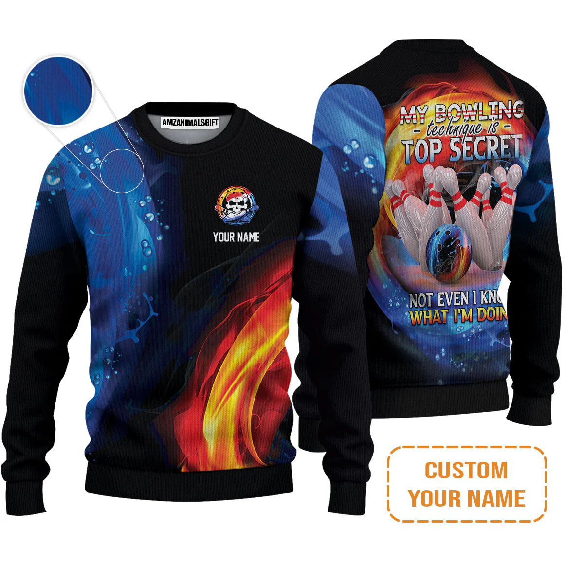 Customized Name Bowling Sweatshirt, My Bowling Technique is Top Secret Personalized Bowling Sweatshirt - Image 4