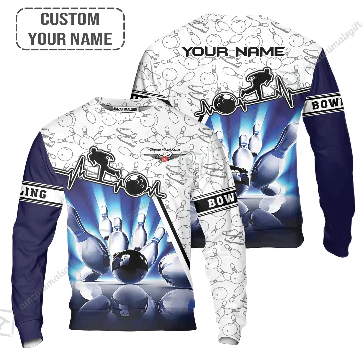 Customized Name Bowling Sweatshirts, Thunderbowl Lanes Unique Bowling Shirt For Men Women, Perfect Gift For Bowling Lovers, Bowlers - Image 2