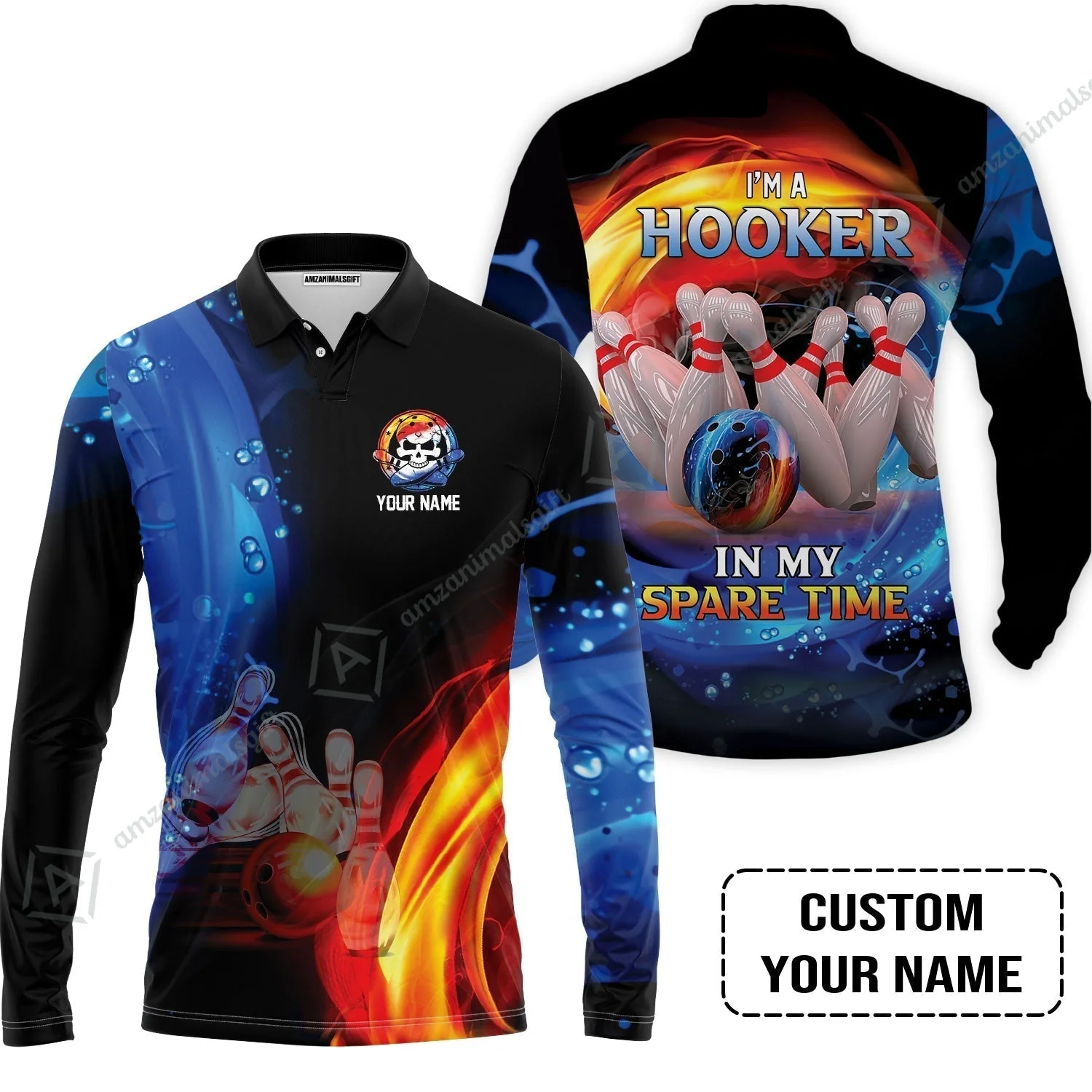 Customized Name Bowling T-Shirt - Bowling I'm A Hooker In My Spare Time Personalized T-Shirt - Image 6