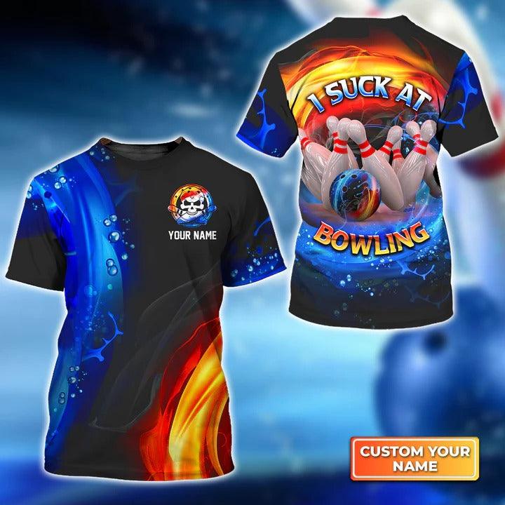 Customized Name Bowling T Shirt, I Suck At Bowling Personalized Name Bowling T Shirt For Men - Gift For Bowling Lovers, Bowlers