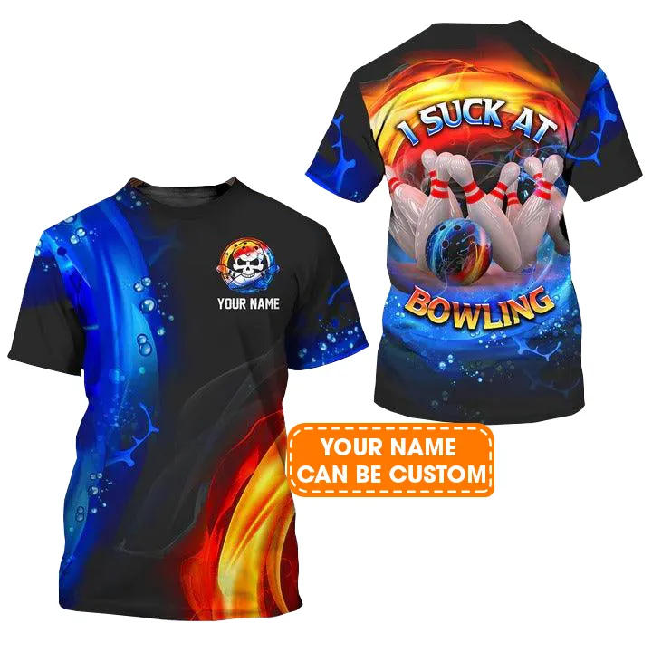 Customized Name Bowling T Shirt, I Suck At Bowling Personalized Name Bowling T Shirt For Men - Gift For Bowling Lovers, Bowlers - Image 2