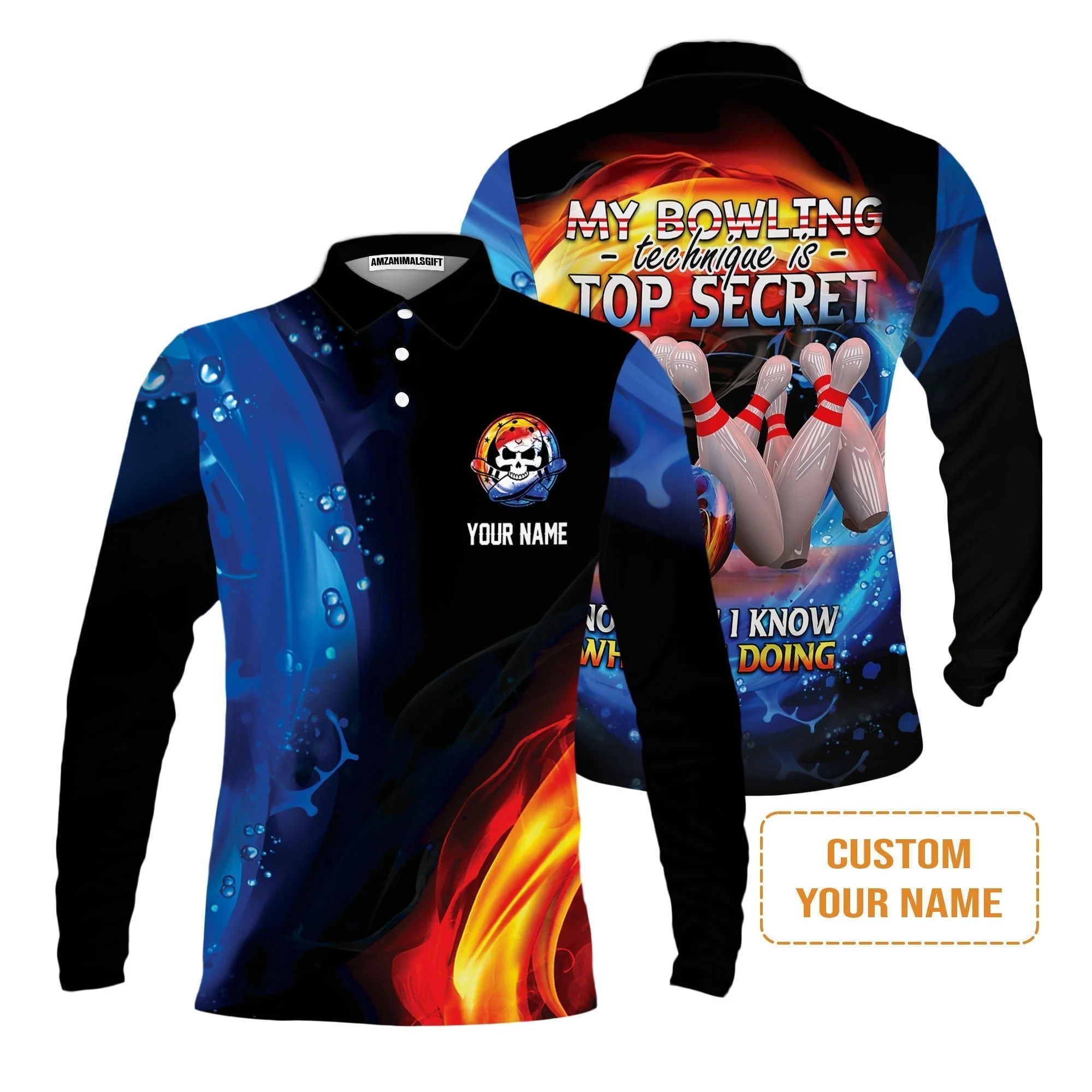Customized Name Bowling T-Shirt, My Bowling Technique is Top Secret Personalized Bowling T-Shirt - Image 6