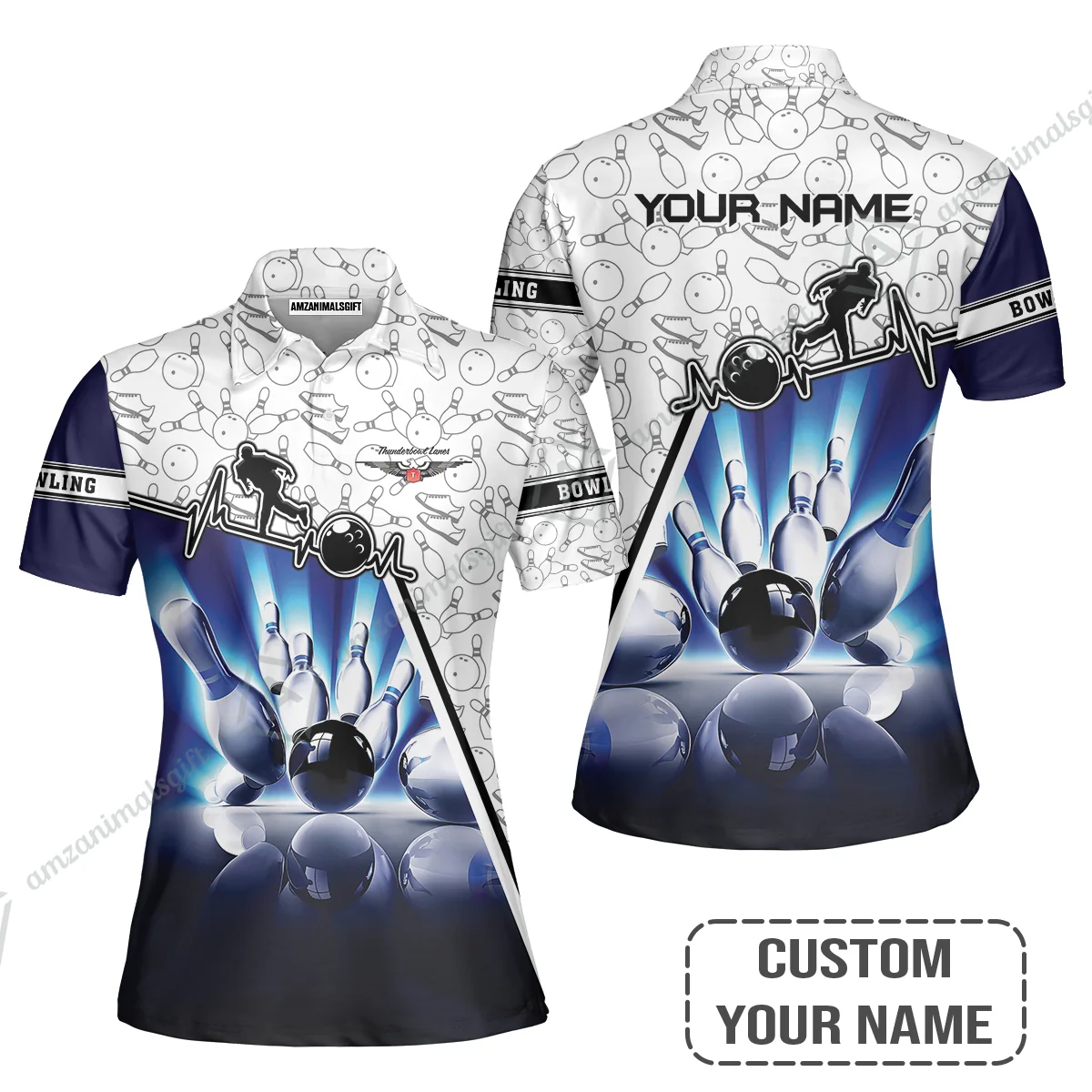 Customized Name Bowling Women Polo Shirt, Thunderbowl Lanes Unique Bowling Shirt For Women, Perfect Gift For Bowling Lovers, Bowlers - Image 2