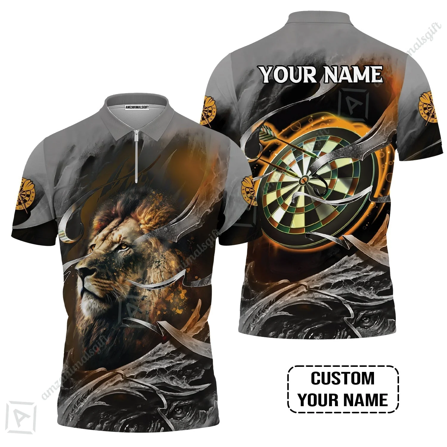 Customized Name Darts Hawaiian Shirt, Bullseye Dartboard Personalized Lion And Darts Hawaiian Shirt - Image 5