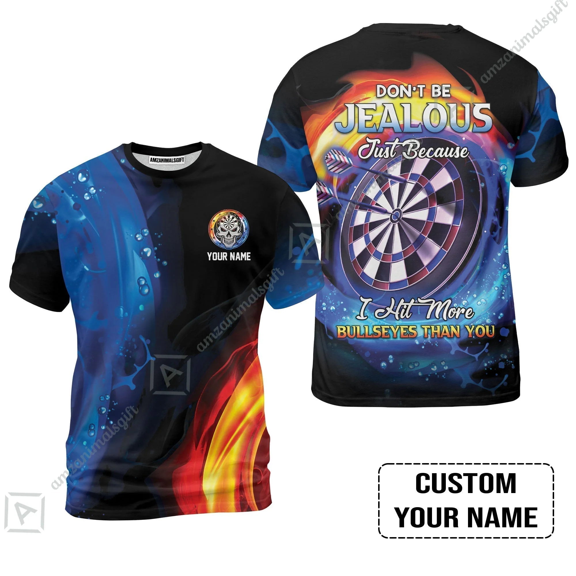 Customized Name Darts Hawaiian Shirt, Don't Be Jealous Personalized Skull Logo And Darts Hawaiian Shirt - Image 8