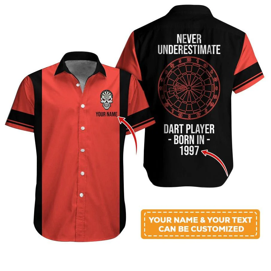 Customized Name Darts Hawaiian Shirt, Personalized Birth Years Retro Darts Hawaiian Shirts - Gift For Darts Lovers, Darts Players Uniforms - Image 3