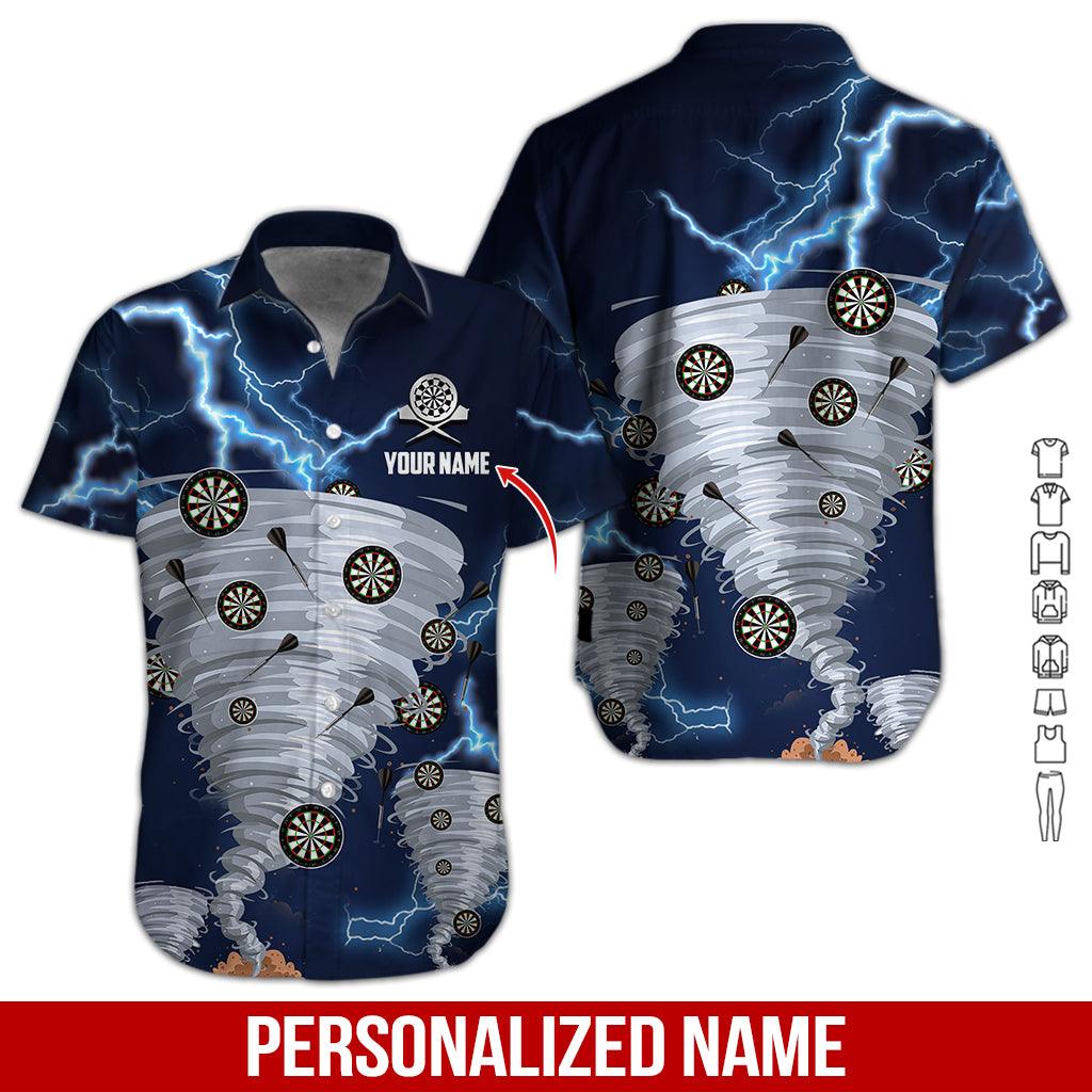 Customized Name Darts Hawaiian Shirt, Tornado Dartboard Personalized Name Darts Hawaiian Shirts - Gift For Darts Lovers, Darts Players Uniforms