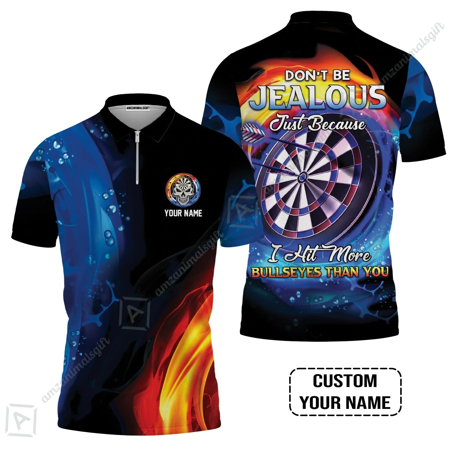 Customized Name Darts Hoodie, Don't Be Jealous Personalized Skull Logo And Darts Hoodie - Image 3