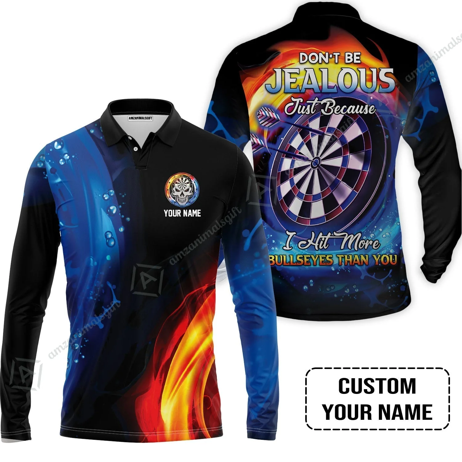 Customized Name Darts Hoodie, Don't Be Jealous Personalized Skull Logo And Darts Hoodie - Image 4
