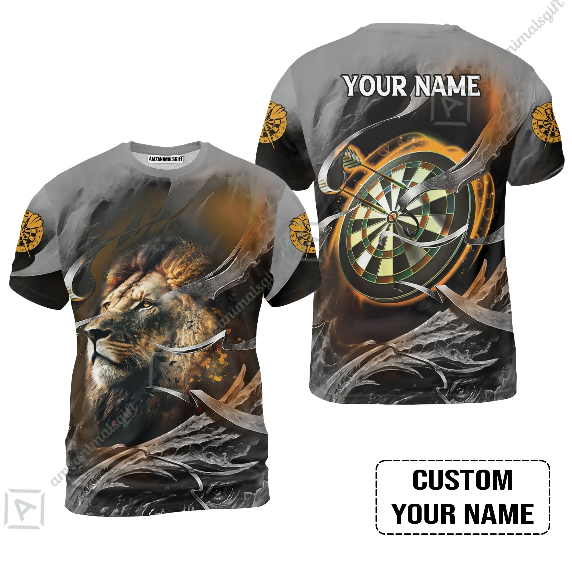 Customized Name Darts Long Polo Shirt, Bullseye Dartboard Personalized Lion And Darts Long Polo Shirt - Image 8