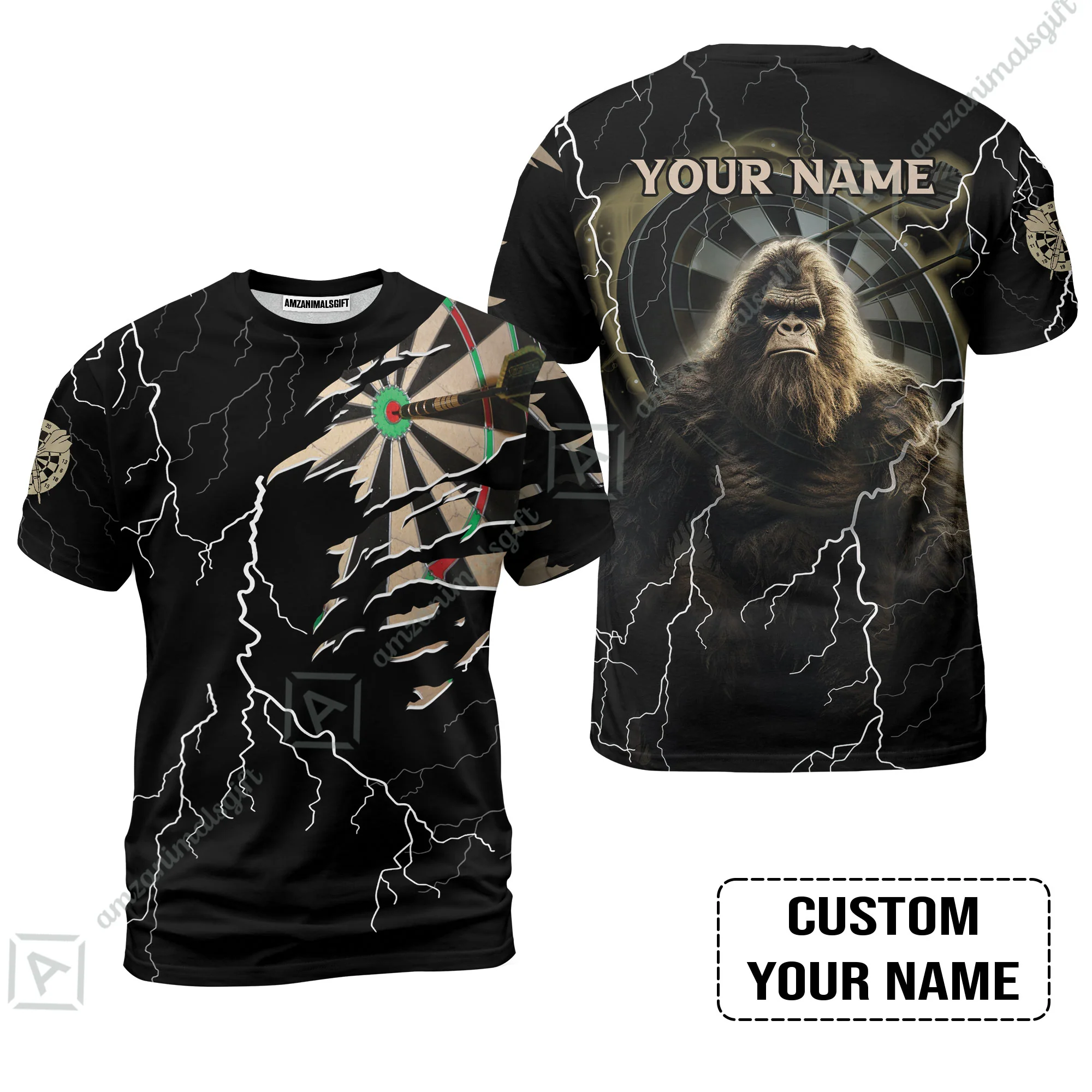 Customized Name Darts Men Polo Shirt, Bullseye Dartboard Personalized Bigfoot And Darts Polo Shirt - Image 8