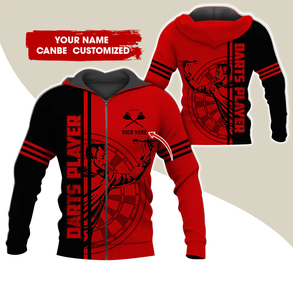 Customized Name Darts Player Premium Zip Hoodie, Personalized Darts Zip Hoodie For Men & Women - Gift For Darts Lovers, Darts Players - Image 11