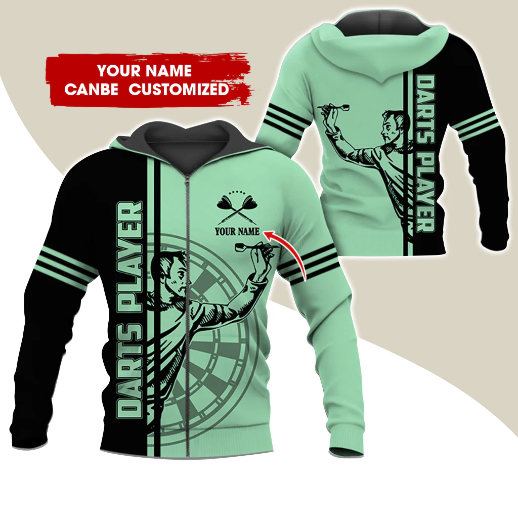 Customized Name Darts Player Premium Zip Hoodie, Personalized Darts Zip Hoodie For Men & Women - Gift For Darts Lovers, Darts Players - Image 4
