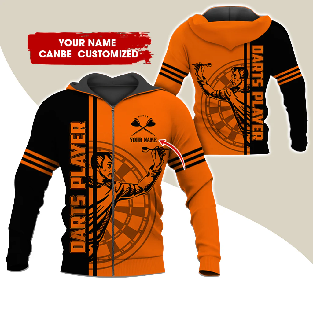 Customized Name Darts Player Premium Zip Hoodie, Personalized Darts Zip Hoodie For Men & Women - Gift For Darts Lovers, Darts Players - Image 7