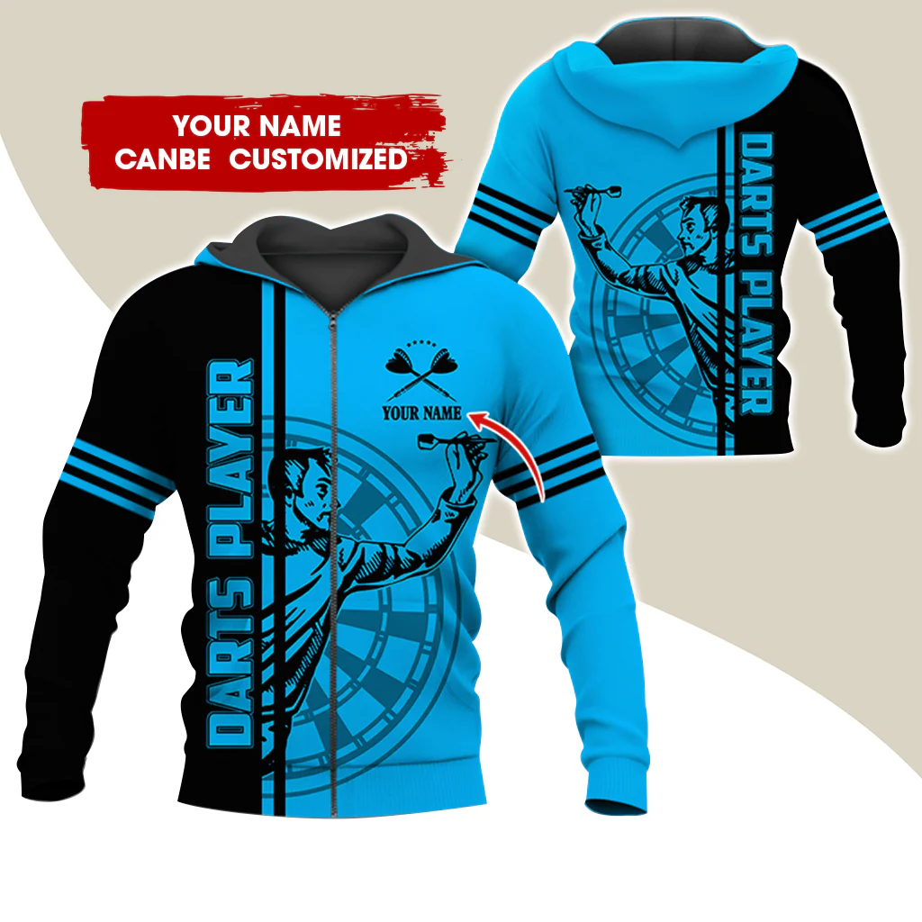 Customized Name Darts Player Premium Zip Hoodie, Personalized Darts Zip Hoodie For Men & Women - Gift For Darts Lovers, Darts Players - Image 8