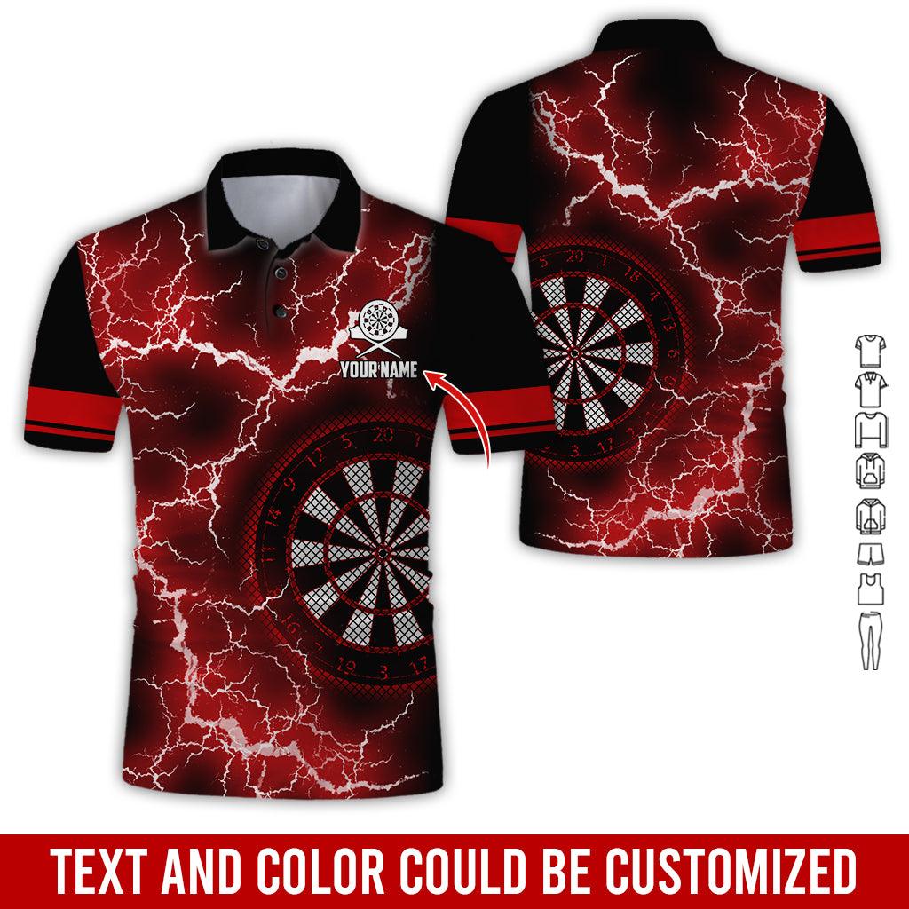 Customized Name Darts Polo Shirt, Darts Thunder Lightning Personalized Darts Polo Shirt For Men - Perfect Gift For Darts Lovers, Darts Players