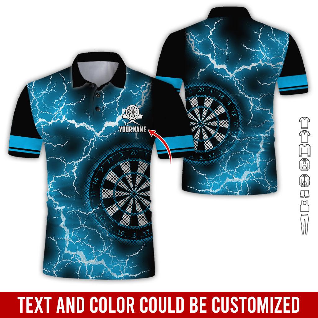 Customized Name Darts Polo Shirt, Darts Thunder Lightning Personalized Darts Polo Shirt For Men - Perfect Gift For Darts Lovers, Darts Players - Image 2