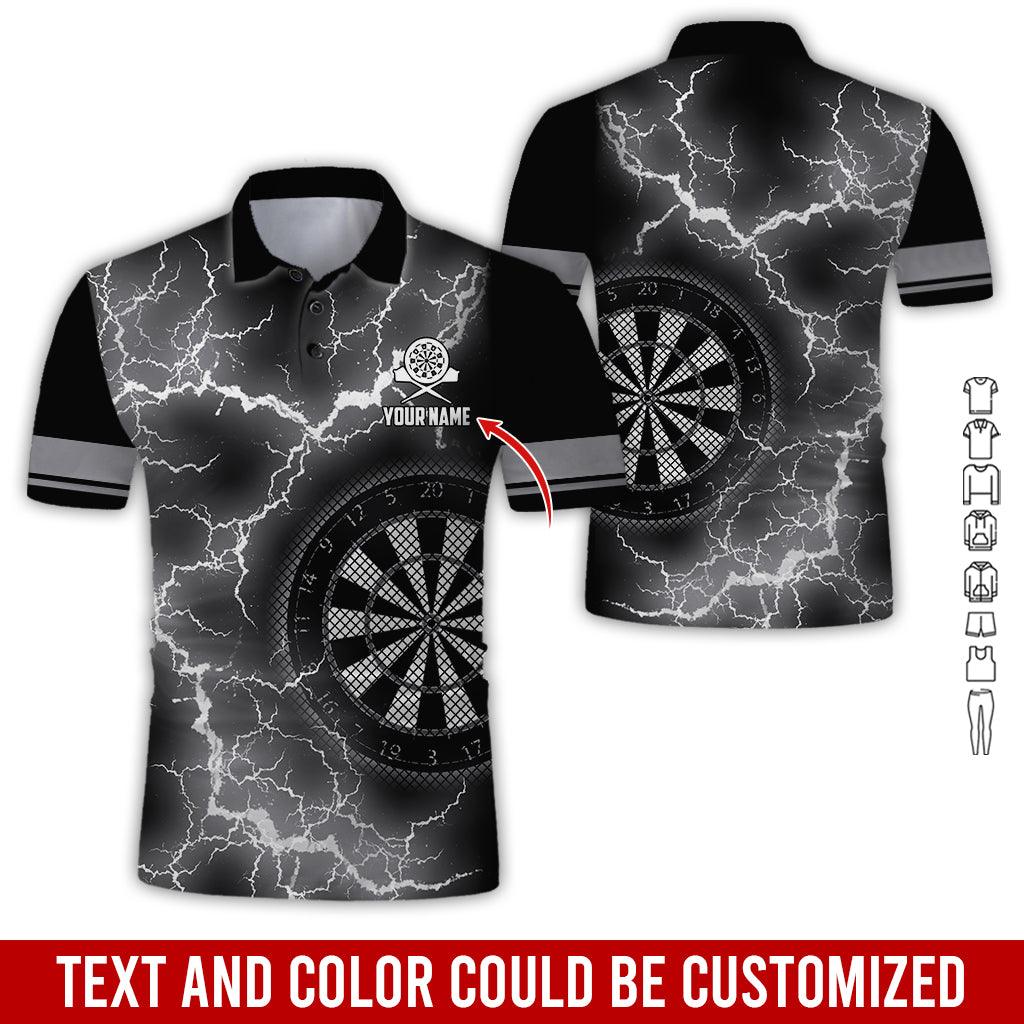 Customized Name Darts Polo Shirt, Darts Thunder Lightning Personalized Darts Polo Shirt For Men - Perfect Gift For Darts Lovers, Darts Players - Image 3