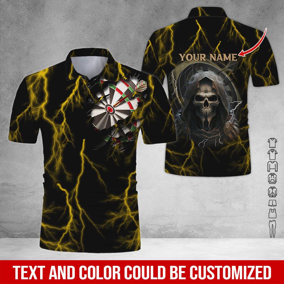 Customized Name Darts Polo Shirt, Personalized Name Darts And Grim Reaper Polo Shirt For Men - Perfect Gift For Darts Lovers, Darts Players - Image 2