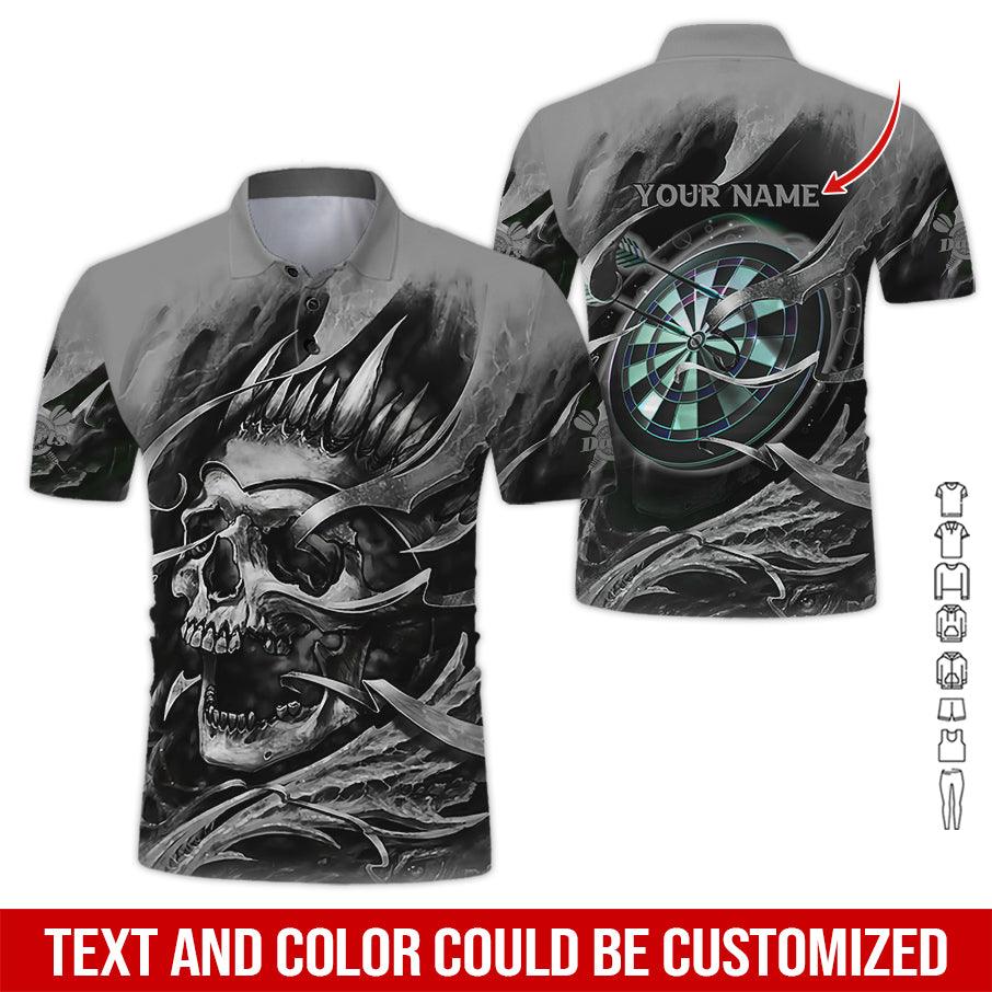Customized Name Darts Polo Shirt, Personalized Name Darts And Skull Polo Shirt For Men - Perfect Gift For Darts Lovers, Darts Players - Image 6