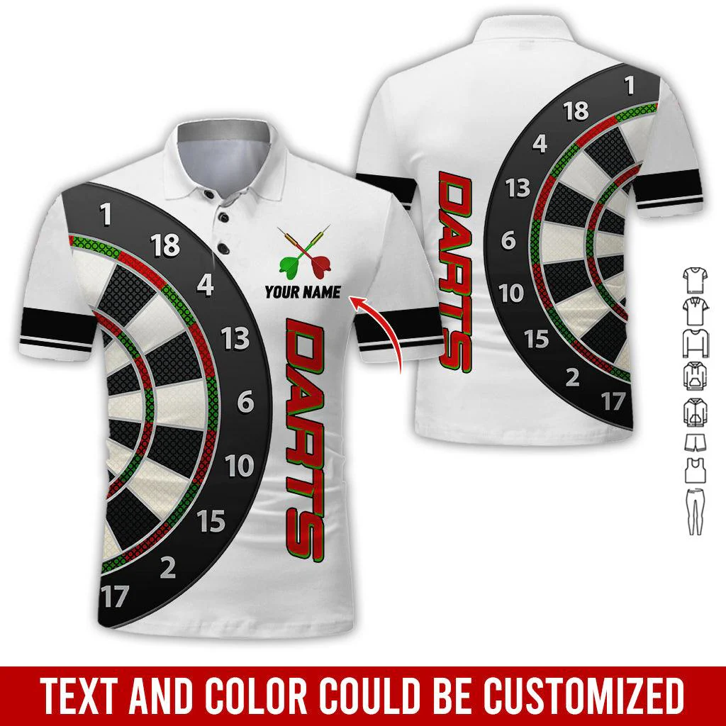 Customized Name Darts Polo Shirt, Personalized Name Darts Is My Love Polo Shirt For Men - Perfect Gift For Darts Lovers, Darts Players - Image 3