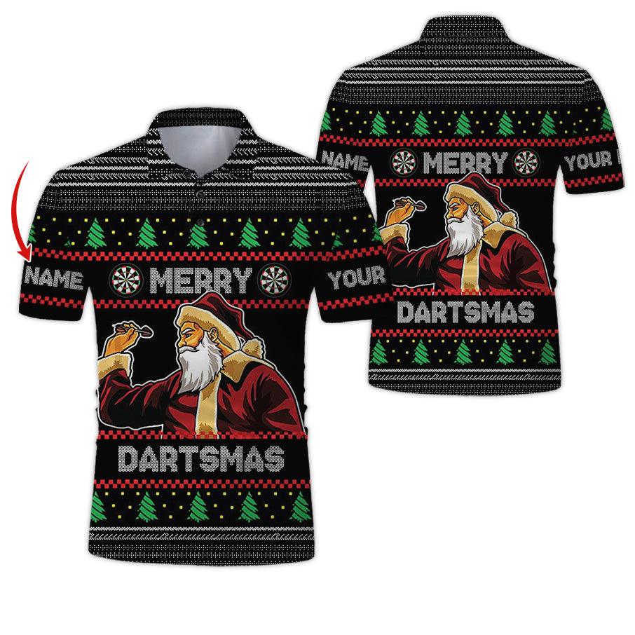 Customized Name Darts Polo Shirt, Personalized Santa Clause Darts Uniforms Polo Shirt For Men - Perfect Gift For Darts Lovers, Darts Team Players - Image 2