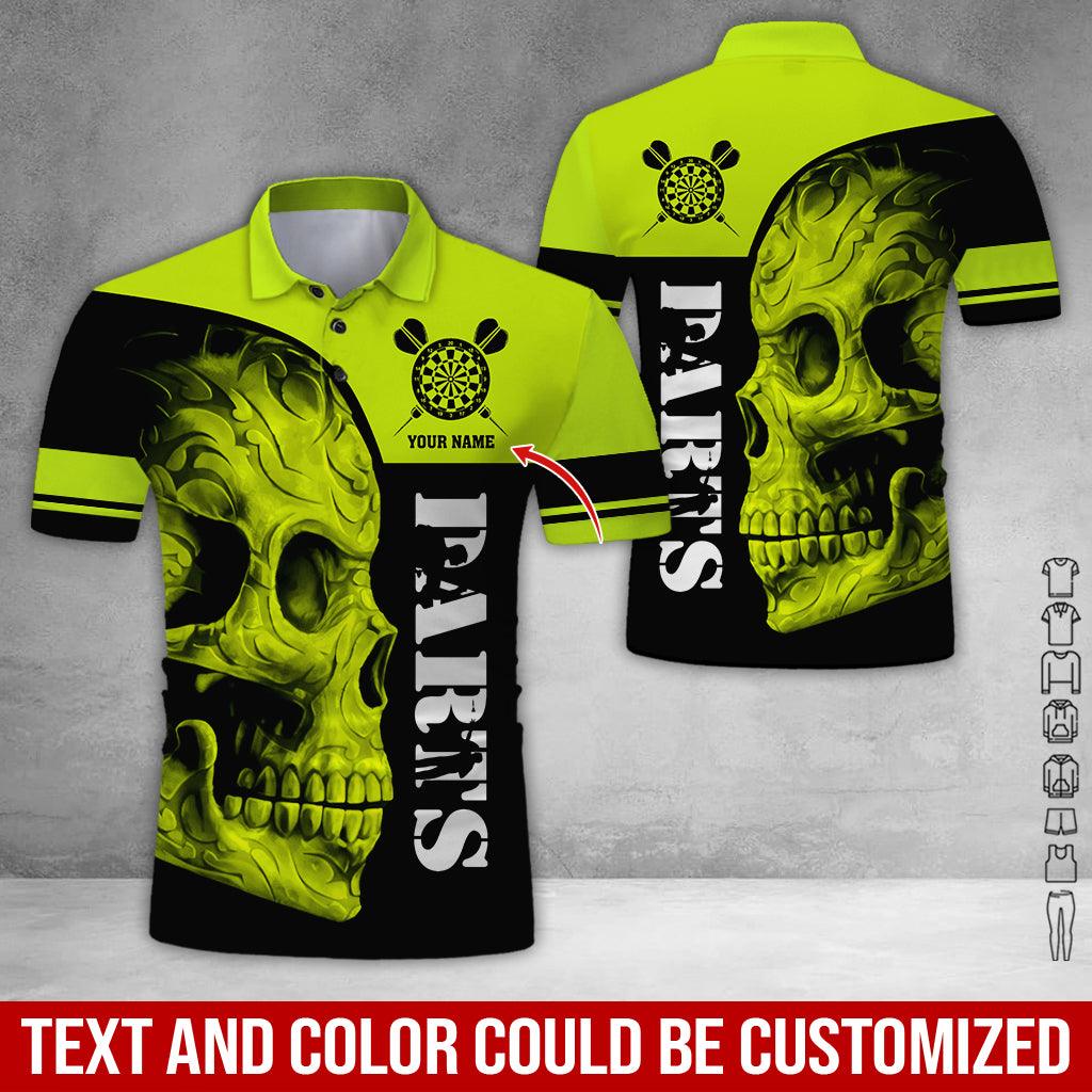 Customized Name Darts Polo Shirt, Personalized Skull Darts Uniforms Polo Shirt For Men - Perfect Gift For Darts Lovers, Darts Team Players
