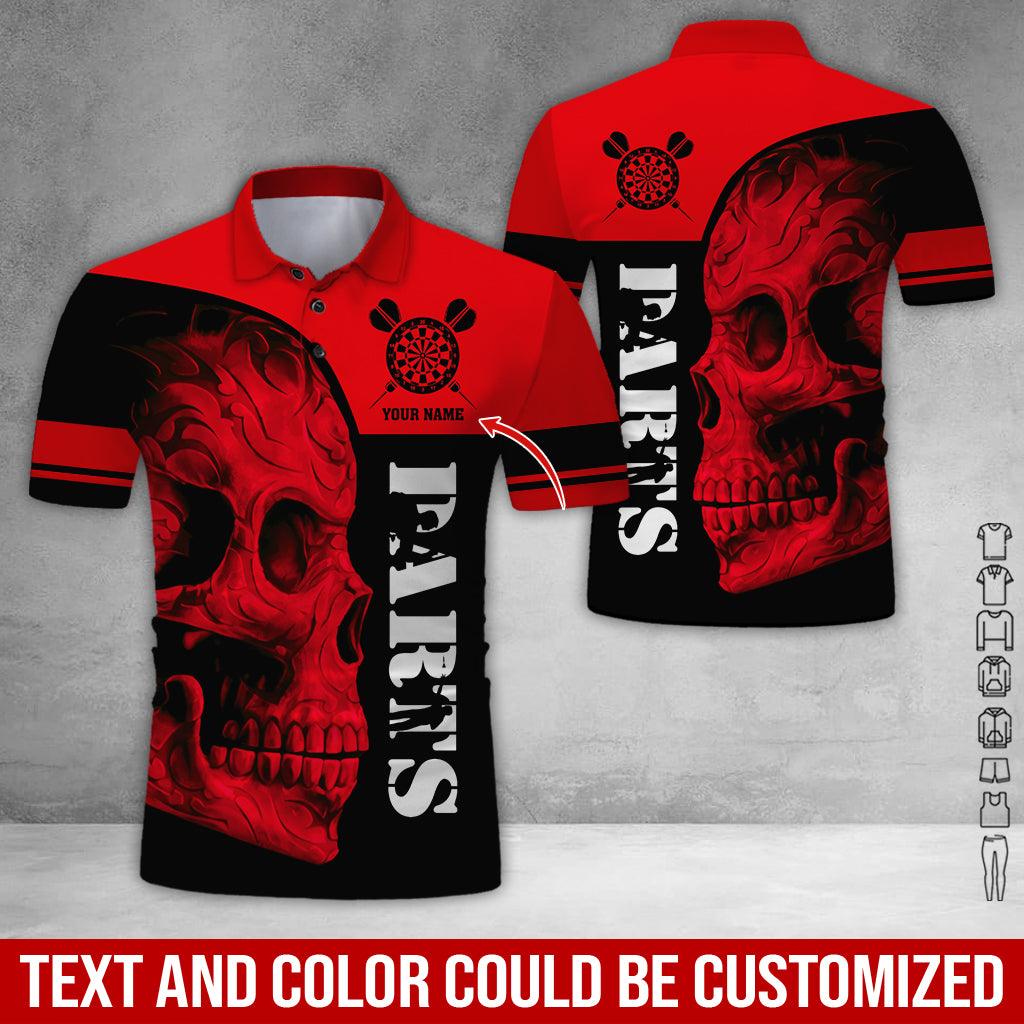 Customized Name Darts Polo Shirt, Personalized Skull Darts Uniforms Polo Shirt For Men - Perfect Gift For Darts Lovers, Darts Team Players - Image 3