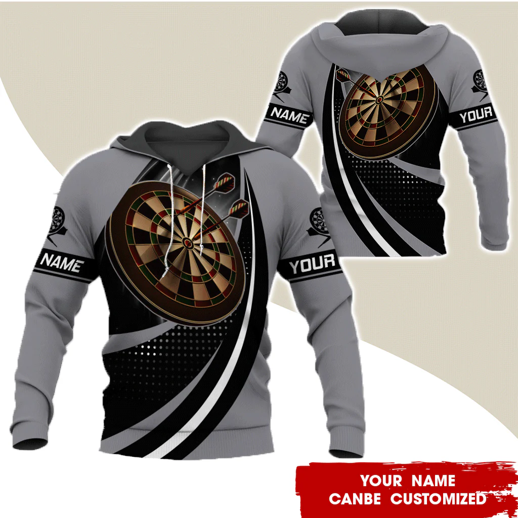 Customized Name Darts Premium Hoodie, Black Spot Pattern Darts Hoodie, Perfect Gift For Darts Lovers, Friend, Family - Image 2