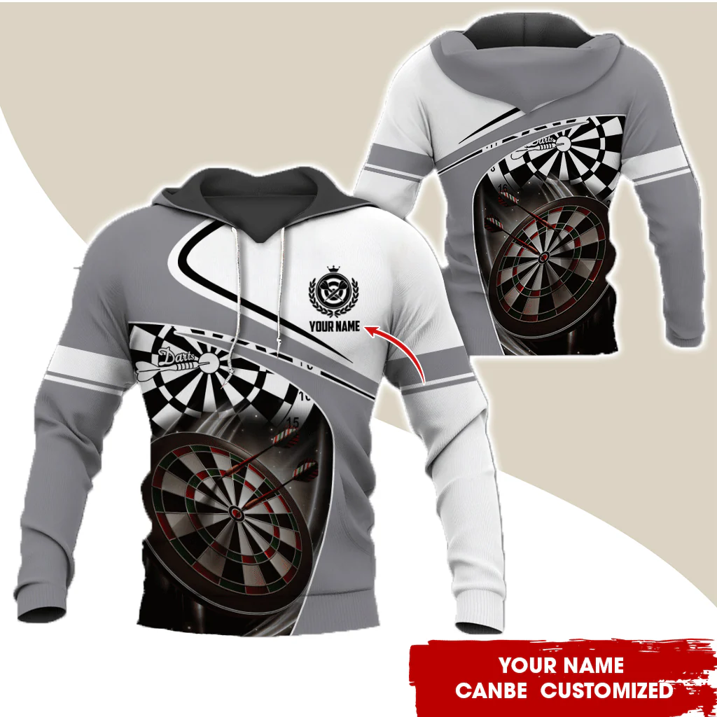 Customized Name Darts Premium Hoodie, Darts Is My Life White Hoodie, Perfect Gift For Darts Lovers, Friend, Family - Image 2
