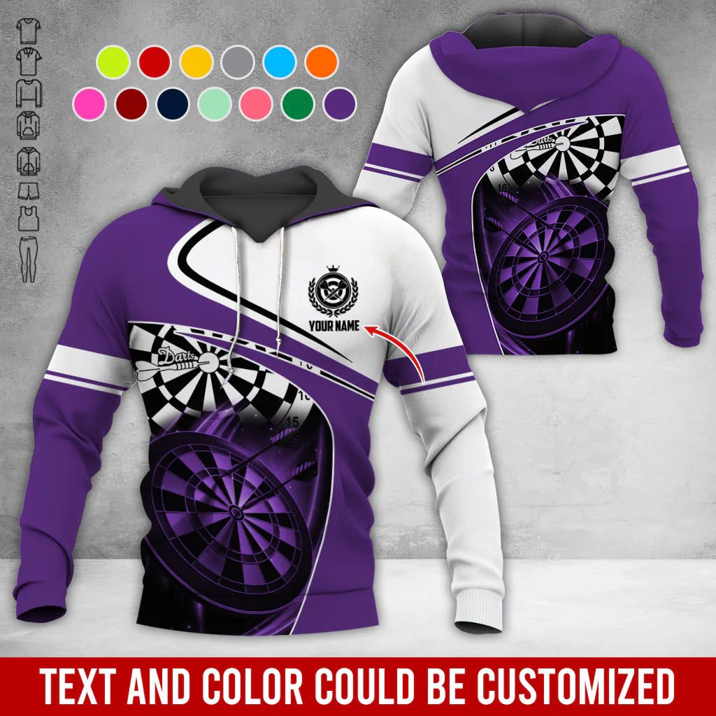 Customized Name Darts Premium Hoodie, Darts Is My Life White Hoodie, Perfect Gift For Darts Lovers, Friend, Family - Image 3