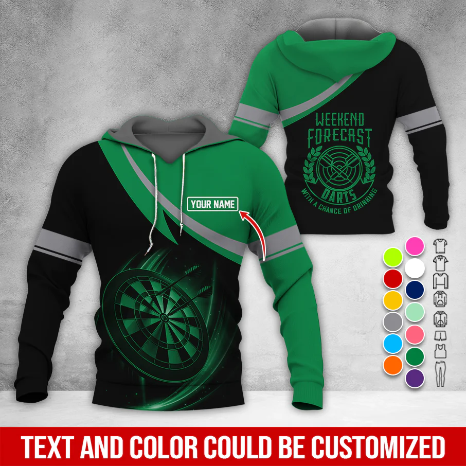 Customized Name Darts Premium Hoodie, Weekend Forrecast Darts Black Hoodie, Perfect Gift For Darts Lovers, Friend, Family - Image 4