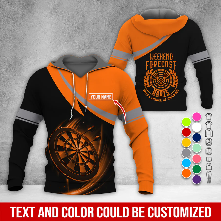Customized Name Darts Premium Hoodie, Weekend Forrecast Darts Black Hoodie, Perfect Gift For Darts Lovers, Friend, Family - Image 8